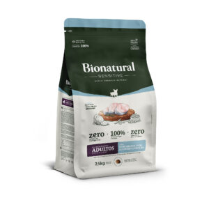 Bionatural Sensitive Adulto Raças Pequenas Sabor Peixe Branco, Coco, Blueberry e Ervilha