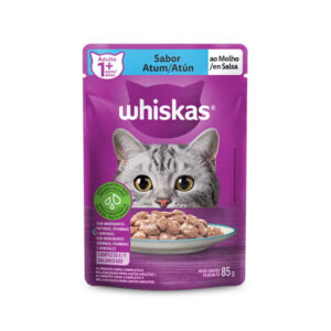 WHISKAS® Ração Úmida para Gatos Adultos Sachê Atum ao Molho