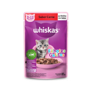 WHISKAS® Ração Úmida para Gatos Filhotes Sachê Carne ao Molho