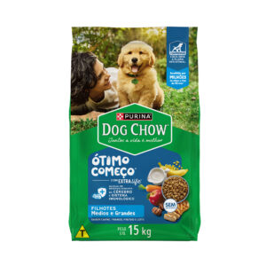 DOG CHOW® Ótimo Começo® para Cão Filhote Médios e Grandes Sabor Carne, Frango e Arroz